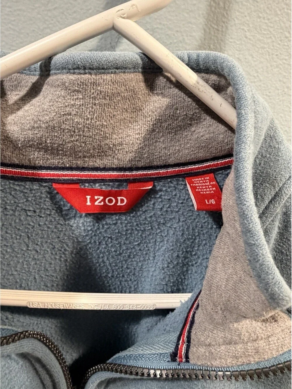 Mens Sweater Izod 1/4 Zip Size Large Blue
